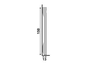 Rodapé LEV152 branco de poliestireno com 150mm de altura Santa Luzia